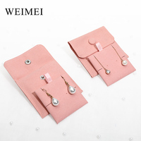 Weimei Sac à bijoux anti-poussière avec logo personnalisé Sacs d'emballage Petite enveloppe pliée Pochette à bijoux en microfibre avec bouton et rabat
