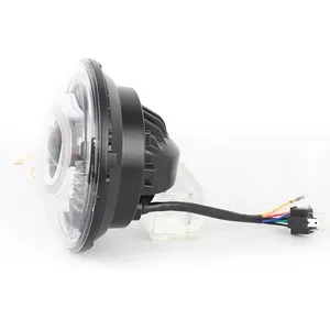 Lampu Depan Led Bulat 7 Inci untuk Jeep Wrangler, Sistem Pencahayaan Otomatis Hi/Lo Beam RGB DRL