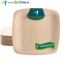 Assiette ronde en bambou naturel sans BPA, design personnalisé, vaisselle jetable biodégradable pour mariage, vente en gros
