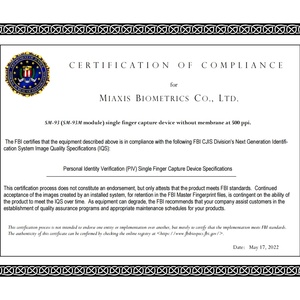 Module de capteur d'empreintes digitales optique certifié ISO 19794-4 FBI-PIV FAP30 pour systèmes d'exploitation Linux/Android/Windows, interface USB UART avec API - Product Image 2