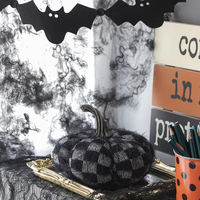 Décoration de citrouille noire en tissu 8,3x8,3x6,7 pouces, Décoration d'Halloween, Jouets et cadeaux de déguisement d'Halloween, Costume d'Halloween