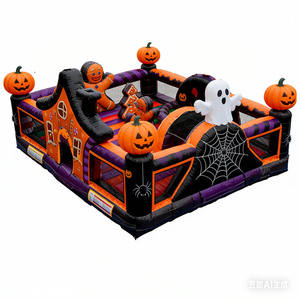 Castillo Inflable Personalizado de Halloween en Venta - Castillo Inflable Moderno de Lujo con Tobogán y Piscina de Pelotas en Colores Pastel Macaron - Product Image 3