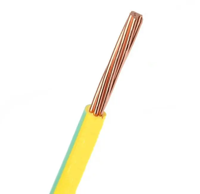 Alambre de construcción de un solo núcleo, alambre flexible aislado de PVC, cable eléctrico, línea verde amarilla