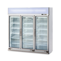 Fabricant professionnel OEM, réfrigérateur vertical de grande capacité avec porte vitrée, refroidissement par ventilateur, pour supermarchés commerciaux