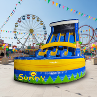 Château gonflable personnalisé de 15 pieds, 20 pieds, 30 pieds, grand toboggan aquatique gonflable géant d'extérieur pas cher avec piscine pour adultes et enfants