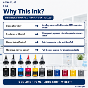 OCB pour Epson 013 014, bouteille d'encre 6 couleurs 70 ml, recharge d'encre compatible EcoTank pour imprimantes L8160 L8180 ET-8500 ET-8550 - Product Image 3