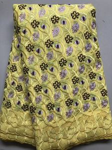 Tissu en dentelle africaine de haute qualité, 5 yards, en sergé brodé tissé pour voile, idéal pour les robes de mariée nigérianes - Vente en gros - Product Image 4
