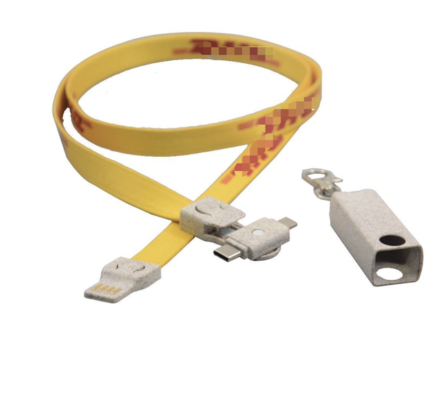 Custom Logo Sublimation Printing Work Badge Hanging Rope Lanyard Usb Charging Cable  3 in 1 Charging Cable Lanyard