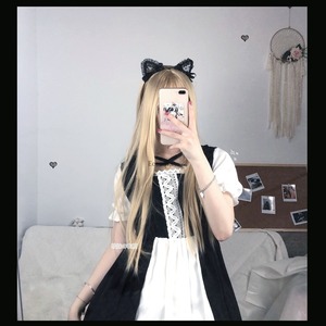 Kawaii <strong>Lolita</strong> Maid Dress Pink Goth Gothic Birthday Party Dress Puff Sleeve Japanese Harajuku Ruffle Lace-up Soft Girls - Product Image 4