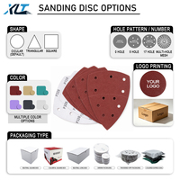 Feuilles abrasives en oxyde d'aluminium rouge à 11 trous pour ponçage de meubles, format triangulaire, P60-P2000, vente en gros OEM