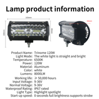 KaiDengZhe Projecteur de Travail LED Haute Puissance 120W Tout-Terrain Étanche IP67 8000 Lumens 9-36V Lumière de Position Blanche pour Camion & Moto