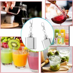 Logo Customize Hip Flask Made of Stainless Steel Liquid Container Key Chain <b>Water</b> Drinking <b>Bottle</b> Pendant Key <b>Flat</b> Lid Jug - Product Image 6