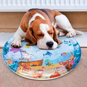 Tapis rafraîchissant rond en PVC réutilisable pour animaux de compagnie, rempli d'eau, pour chiens et chats, soulagement de la chaleur estivale, portable, lavage à la main uniquement - Product Image 1
