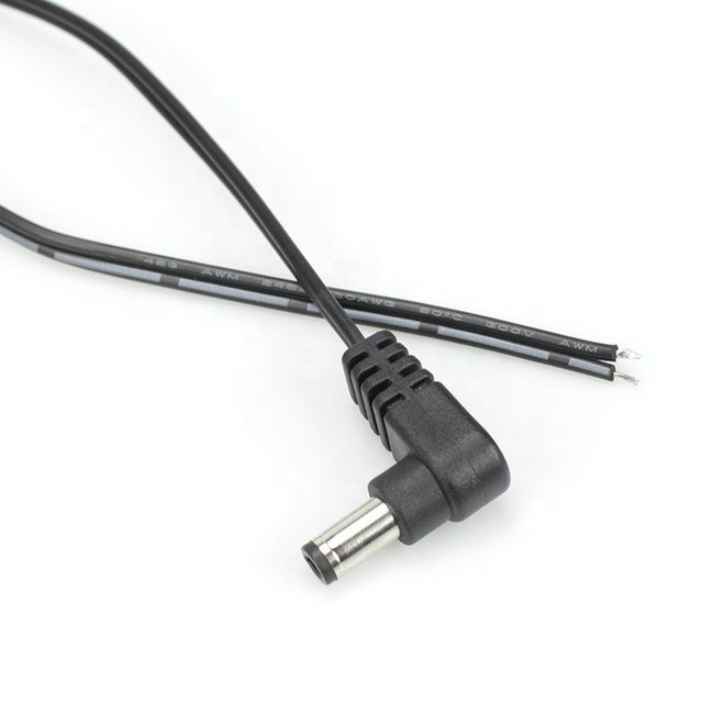 Custom 5.5x2.1mm DC Male to Bare Wire Power Cable | 20AWG OFC Right Angle 90° for Home Appliances, CCTV, Routers & LED Lights CN