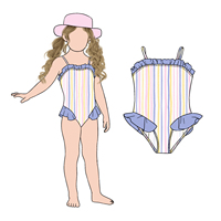 Little Glow Kid Grosir Pakaian Renang Anak Perempuan Model Ruffle Mewah untuk Musim Panas, Cocok untuk Berenang di Pantai