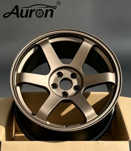 Jante en alliage multi-rayons Auron 5.5x15 noir brillant avec lèvre usinée monobloc moulée pour voitures particulières, roues forgées pour voitures - Product Image 1