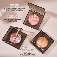 Palette de fards à joues minéraux longue tenue en promotion : rehausse naturellement le teint, fard à joues cuit scintillant à dégradé