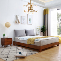 Lits modernes en bois massif ensemble de chambre à coucher meubles sains en bois ergonomique minimaliste nordique teck lit double en bois avec rangement