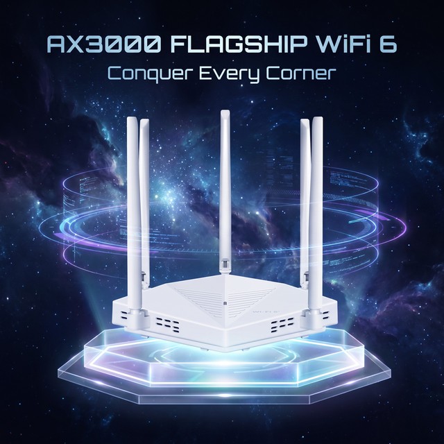 New Whole Home AX3000 WiFi 6 Router 5 High-Gain Antennas Seamless Mesh Coverage Dual Band Gigabit Router for Large House