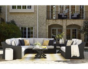 Muebles de Patio, Conjunto de Asientos de Mimbre Moderno con Cojines, Conjuntos de Salón para Exteriores, Sofá Esquinero de Ratán para Jardín - Product Image 1
