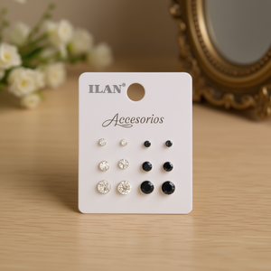 Boucles d'oreilles Ilan, cristaux ronds 5mm 6mm 8mm, assortiment - Product Image 3