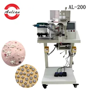 double head multi pearl and beads drilling machine round pearl attaching machine