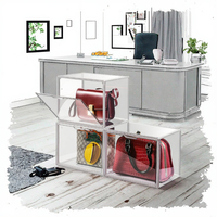 Organisateur de sacs à main moderne en acrylique transparent avec lumière LED vitrine de rangement recyclable pour livres cosmétiques à collectionner