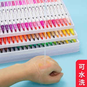 Juego de bolígrafos de acuarela de doble punta, 12 o 24 colores, punta suave lavable para niños, juguetes de dibujo - Product Image 4