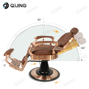 Chaise de salon de coiffure vintage pour hommes, professionnelle, robuste, inclinable, hydraulique, en cuir, classique, pour barbier - Product Image 5