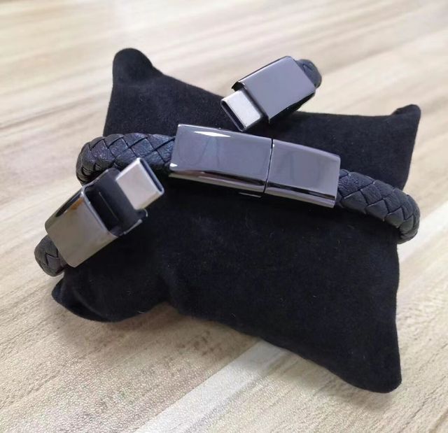 Hot Selling Leather Braided Bracelet Cable Data Charger Bracelet Cable Bracelet for Android for Type C