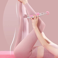 ZYFIT Fitness Masseur de jambes à 5 roues en PP+EVA de 45 cm avec fonction musicale, durable, pour la relaxation musculaire et le modelage des mollets, rose/violet