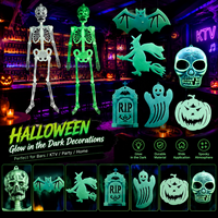 Nouvelle Décoration de Bureau 3D Lumineuse Bestwish pour Halloween : Crâne et Squelette en Plastique de 1,5 m, Alimenté par Piles, Idéal pour les Farces Nocturnes