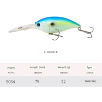 NOUVEAU Leurre Crankbait MAJOR 75mm 22.5g ABS, Appât Dur, 6 Couleurs, pour Achigan, Brochet, Perche