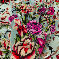 Tissu en velours imprimé, nylon, viscose, tissé, dévoré, semi-transparent, baroque, orné, floral, pour robe de soirée