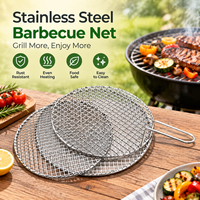 Grille de barbecue ronde en acier inoxydable légère et personnalisée avec poignée pour camping, randonnée et cuisson au charbon de bois
