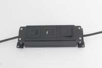 Prise de courant de bureau 1 prise chinoise 1 USB A 1 Type C Noir