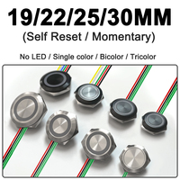 Interrupteur à bouton-poussoir en acier inoxydable Ultra court étanche à réinitialisation automatique momentanée 19mm 22mm 25mm 30mm LED bouton d'ascenseur tactile