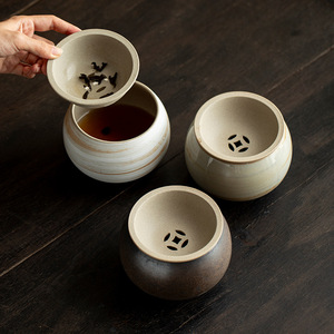 Japanese Style Earthenware <b>Tea</b> Caddy With Lid For Kung Fu <b>Tea</b> <b>Set</b> Dehua Pottery <b>Tea</b> Washer Water Bowl Teapot Holder Stand - Product Image 1