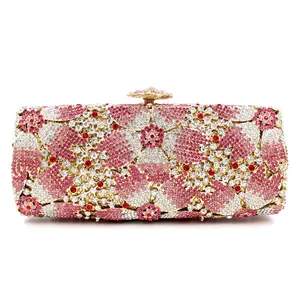 Bolso cuadrado de diamante con forma de flor de cerezo de alta calidad, regalo para el día de la madre, bolso de noche, bolso de mano