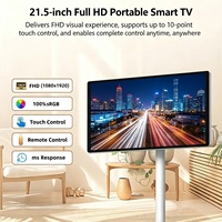 Layar Sentuh Interaktif LCD LED Android 21,5 Inci Full HD 1080p dengan Dudukan Baterai 5H/9H, TV Pintar Portabel Nirkabel