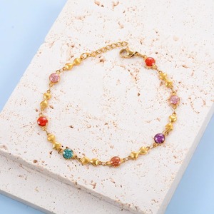 Bracelet en émail multicolore pour femme, chaîne de main en acier inoxydable, bijou de luxe mignon et romantique avec extension de 3 mm - Product Image 2