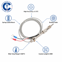 Sonde thermocouple de type K pour machine de moulage par injection, four industriel, sonde à ressort pour la surveillance de la température