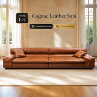Luxuriöses Cognac-Leder Chesterfield-Sofa Modernes 4-Sitzer Polstersofa für Apartment Wohnzimmer Hotel Villa Möbel