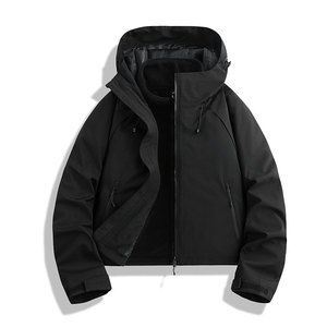 Veste coupe-vent 3 en 1 pour femme avec capuche, doublure polaire, résistante à l'eau, pour la randonnée en extérieur, manches longues, taille naturelle - Product Image 4