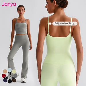 Janya all'ingrosso delle donne 2 pezzi tuta sportiva in tessuto riciclato Flare Yoga pantaloni Set veloce asciugatura palestra Set di <span class=keywords><strong>abbigliamento</strong></span> Fitness - Product Image 3