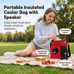 Sac isotherme de pique-nique extérieur tendance avec logo personnalisé, haut-parleur Bluetooth intégré, étanche et isolé thermiquement - Product Image 1