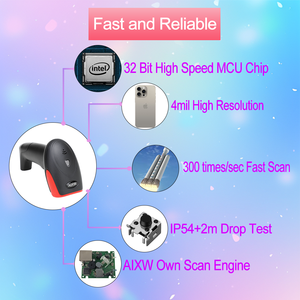Aixw Hands-free USB Máy quét mã vạch 1D loại dài mã vạch đọc cửa hàng bán lẻ barcoode Reader với đứng chủ - Product Image 3
