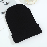 Bonnet d'hiver tricoté double couche à rayures épaisses, personnalisable avec logo, avec revers épaissi, tendance pour le style urbain