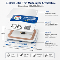 Kartu Ulasan Sosial NFC Ultra Tipis Stiker Meja Kode QR Dinamis Tanpa Kontak Ketuk untuk Ulasan Chip ISO14443A 215