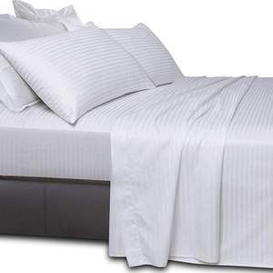1000tc siêu mềm chống nhăn cotton hữu cơ giường Jacquard sọc được trang bị Comforter tấm thiết lập - Product Image 4